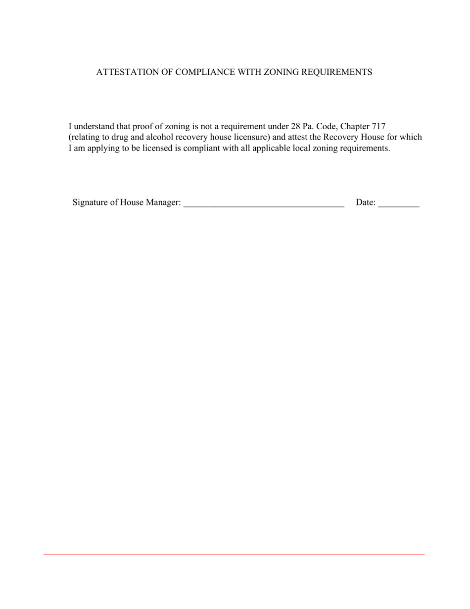 Attestation of Compliance With Zoning Requirements - Pennsylvania, Page 1