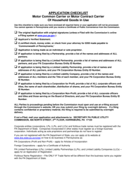 Application for Motor Common Carrier or Motor Contract Carrier of Household Goods in Use - Pennsylvania