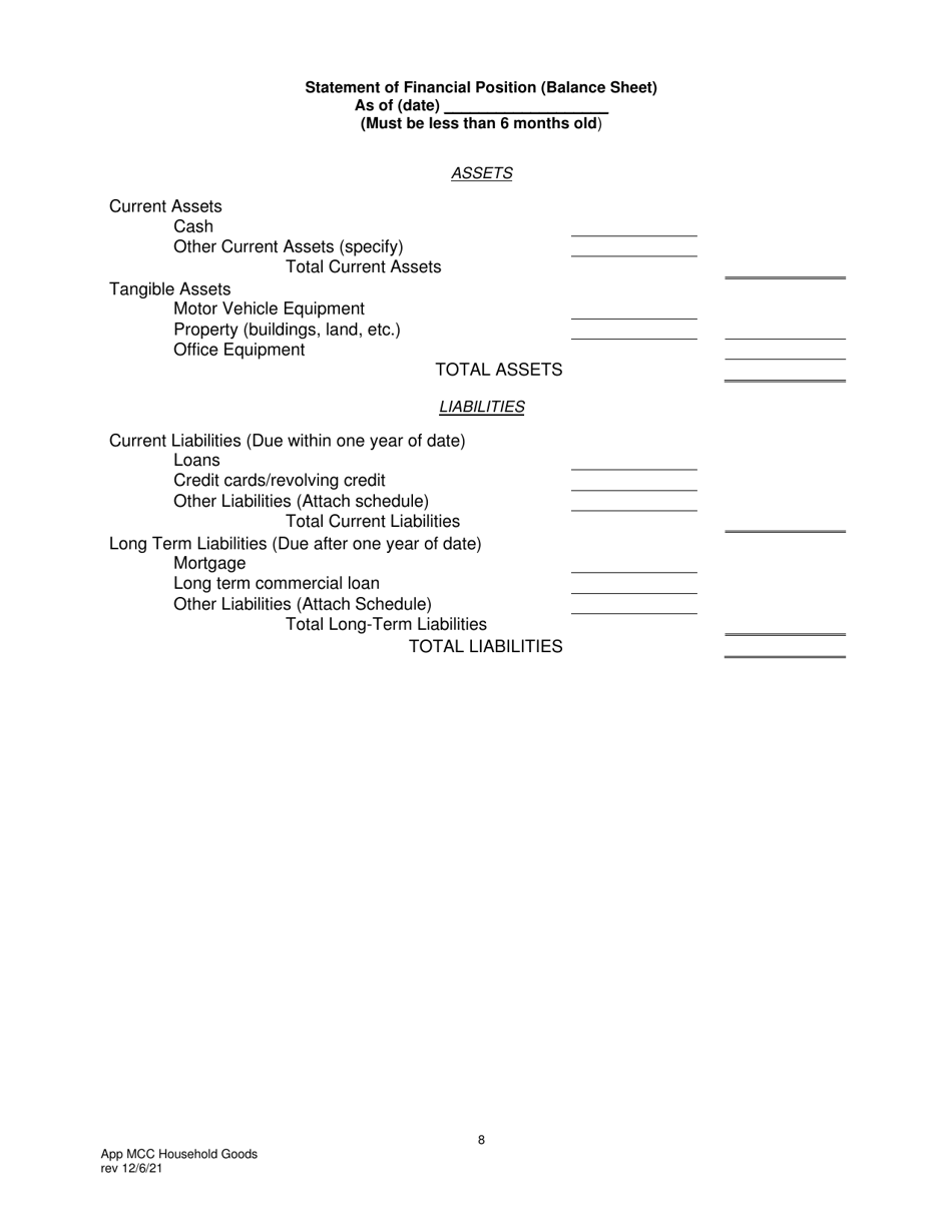 Application for Motor Common Carrier or Motor Contract Carrier of Household Goods in Use - Pennsylvania, Page 10
