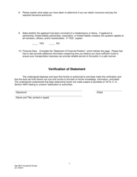 Application for Motor Common Carrier or Motor Contract Carrier of Household Goods in Use - Pennsylvania, Page 9