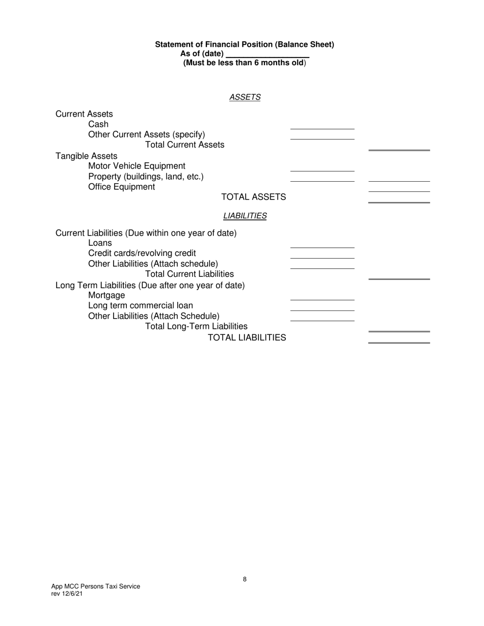 Application for Motor Common Carrier of Persons Upon Call or Demand (Taxi Service) - Pennsylvania, Page 10