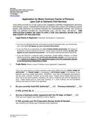 Application for Motor Common Carrier of Persons Upon Call or Demand (Taxi Service) - Pennsylvania, Page 3