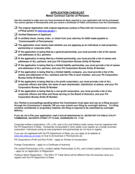 Application for Motor Contract Carrier of Persons - Pennsylvania