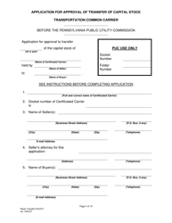 Form PUC317 Application for Approval of Transfer of Capital Stock Transportation Common Carrier - Pennsylvania, Page 2