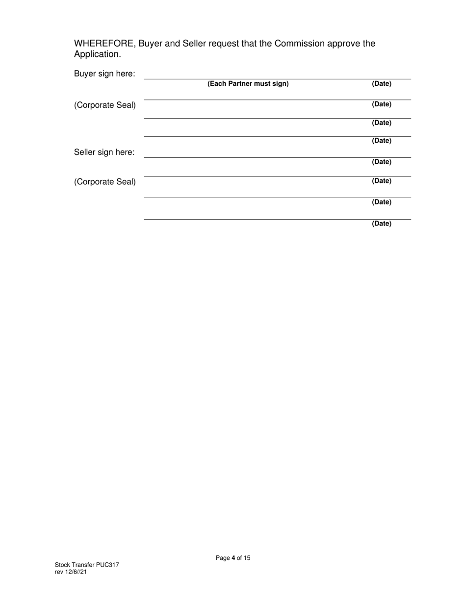 Form PUC317 Application for Approval of Transfer of Capital Stock Transportation Common Carrier - Pennsylvania, Page 5