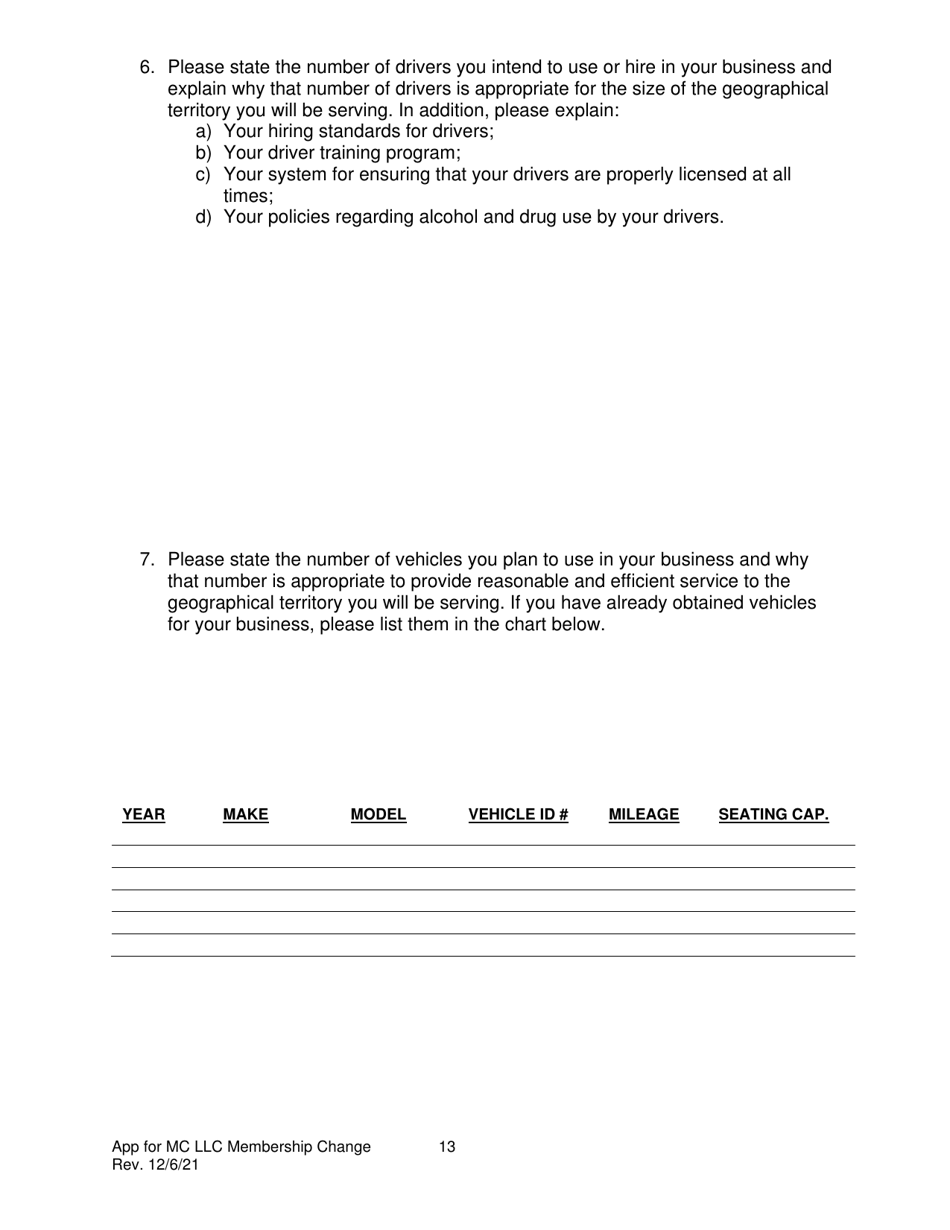 Application for Approval to Change Limited Liability Corporation Membership for Common Carriers of Household Goods or Passengers (Except Gp16+) - Pennsylvania, Page 14