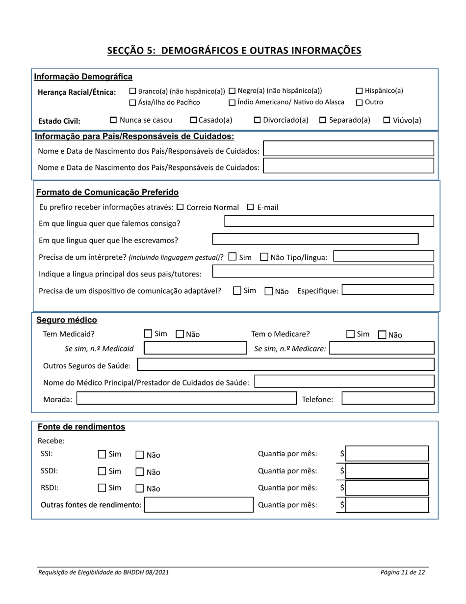 Introduction to the Application for Services - Rhode Island (Portuguese), Page 11