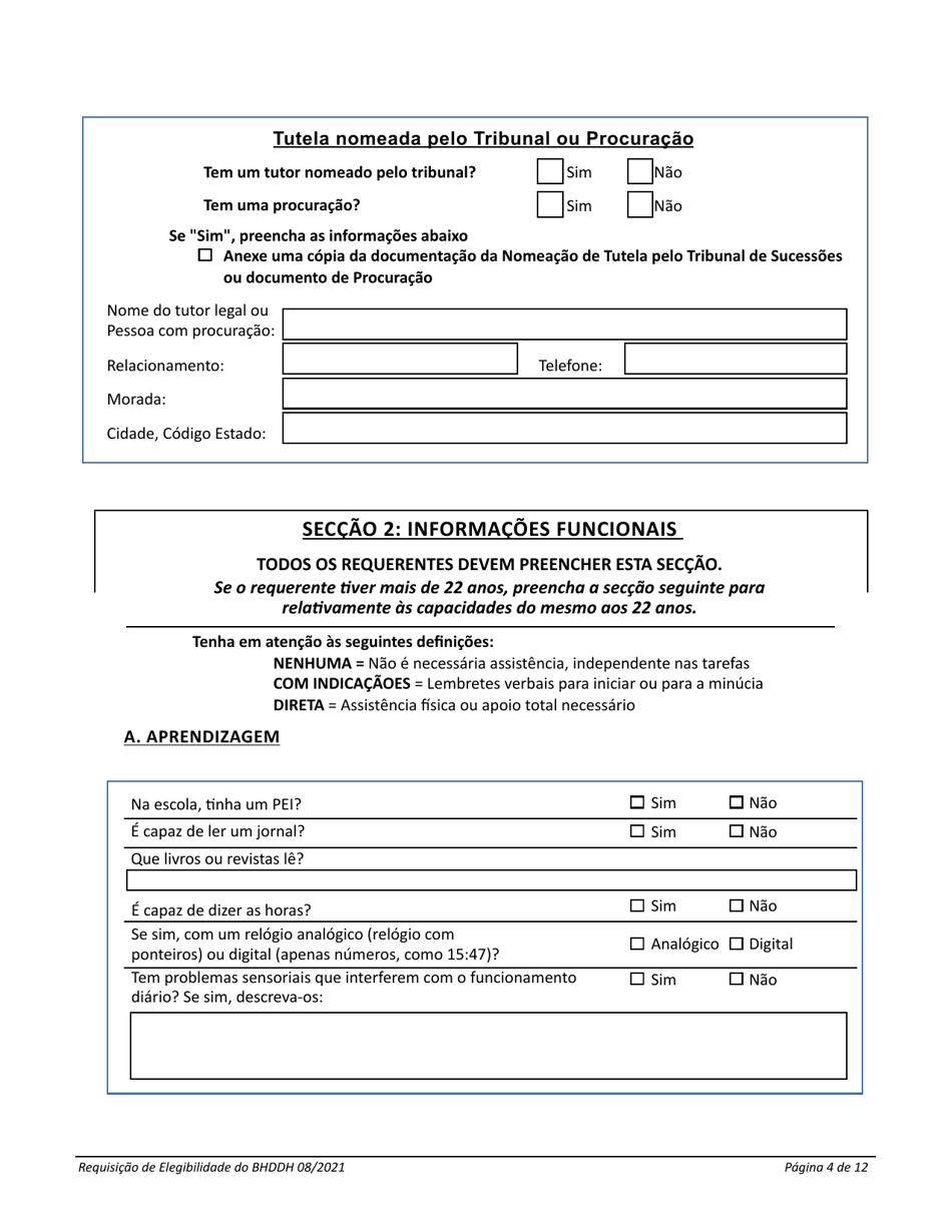 Introduction to the Application for Services - Rhode Island (Portuguese), Page 4