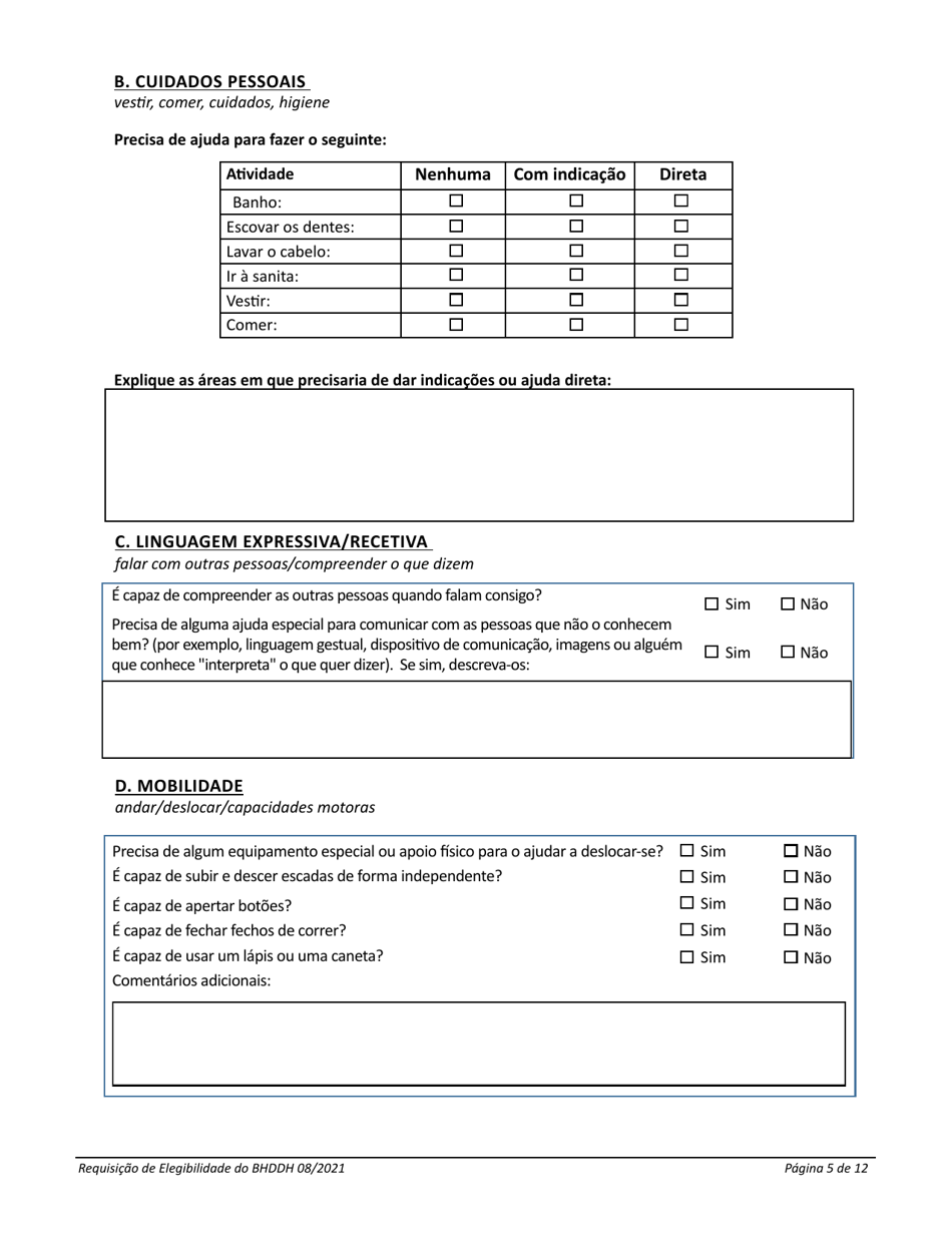 Introduction to the Application for Services - Rhode Island (Portuguese), Page 5
