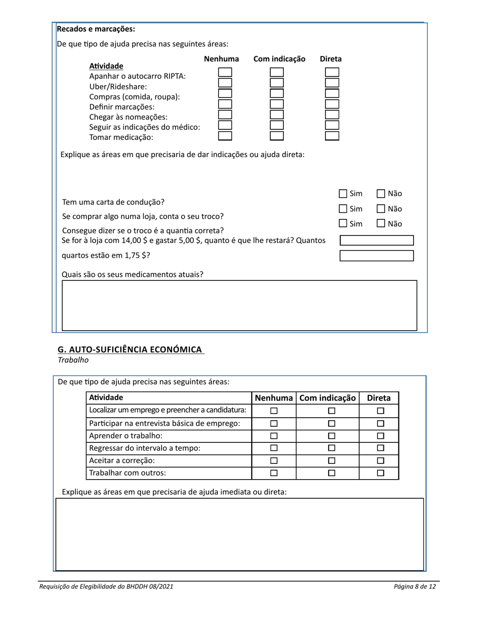 Introduction to the Application for Services - Rhode Island (Portuguese), Page 8