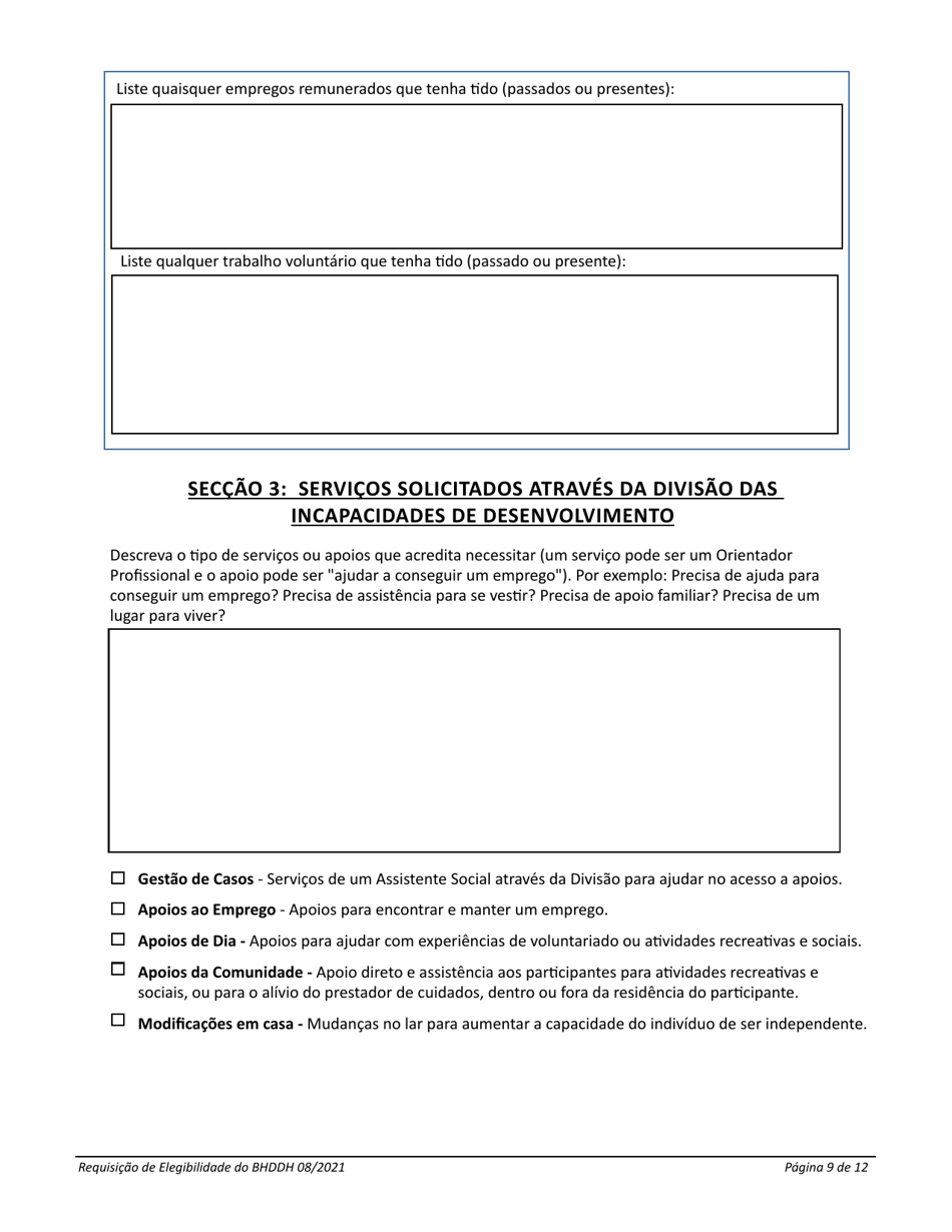 Introduction to the Application for Services - Rhode Island (Portuguese), Page 9