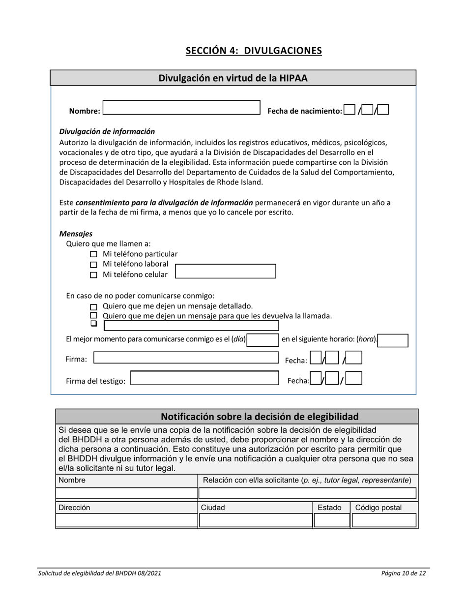 Solictud De Servicios - Rhode Island (Spanish), Page 10
