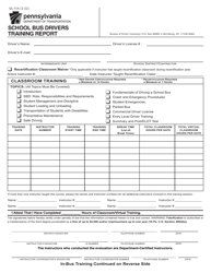 Document preview: Form DL-714 School Bus Drivers Training Report - Pennsylvania