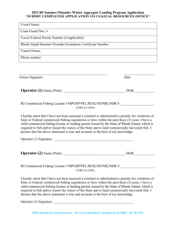 Summer Flounder Winter Aggregate Landing Program Application Form - Rhode Island, Page 3