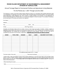 Document preview: Annual Tonnage Report of Commercial Fertilizer and Agricultural Liming Materials - Rhode Island