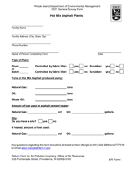 API Form I Hot Mix Asphalt Plants - Rhode Island, 2021