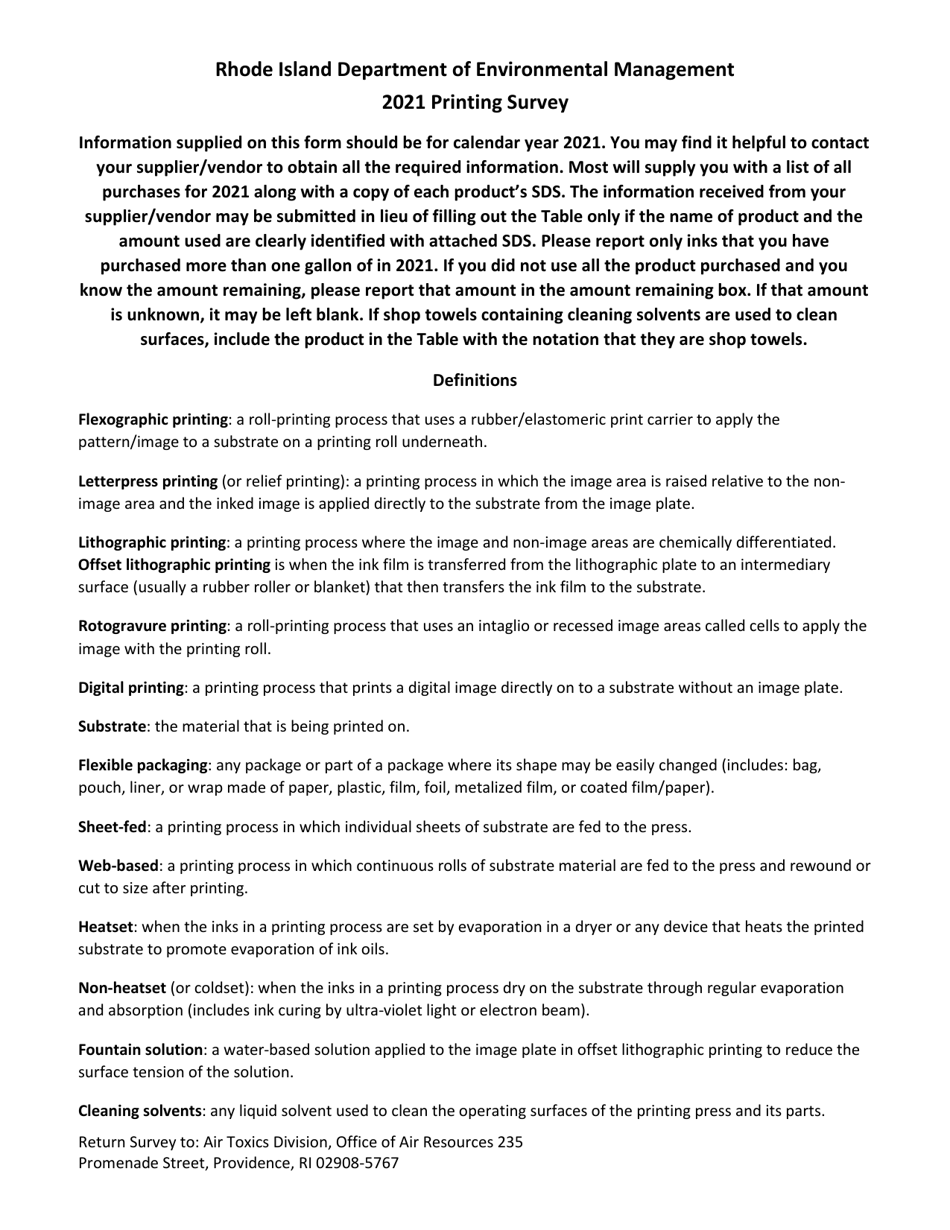 API Form L Printing Survey - Rhode Island, Page 2