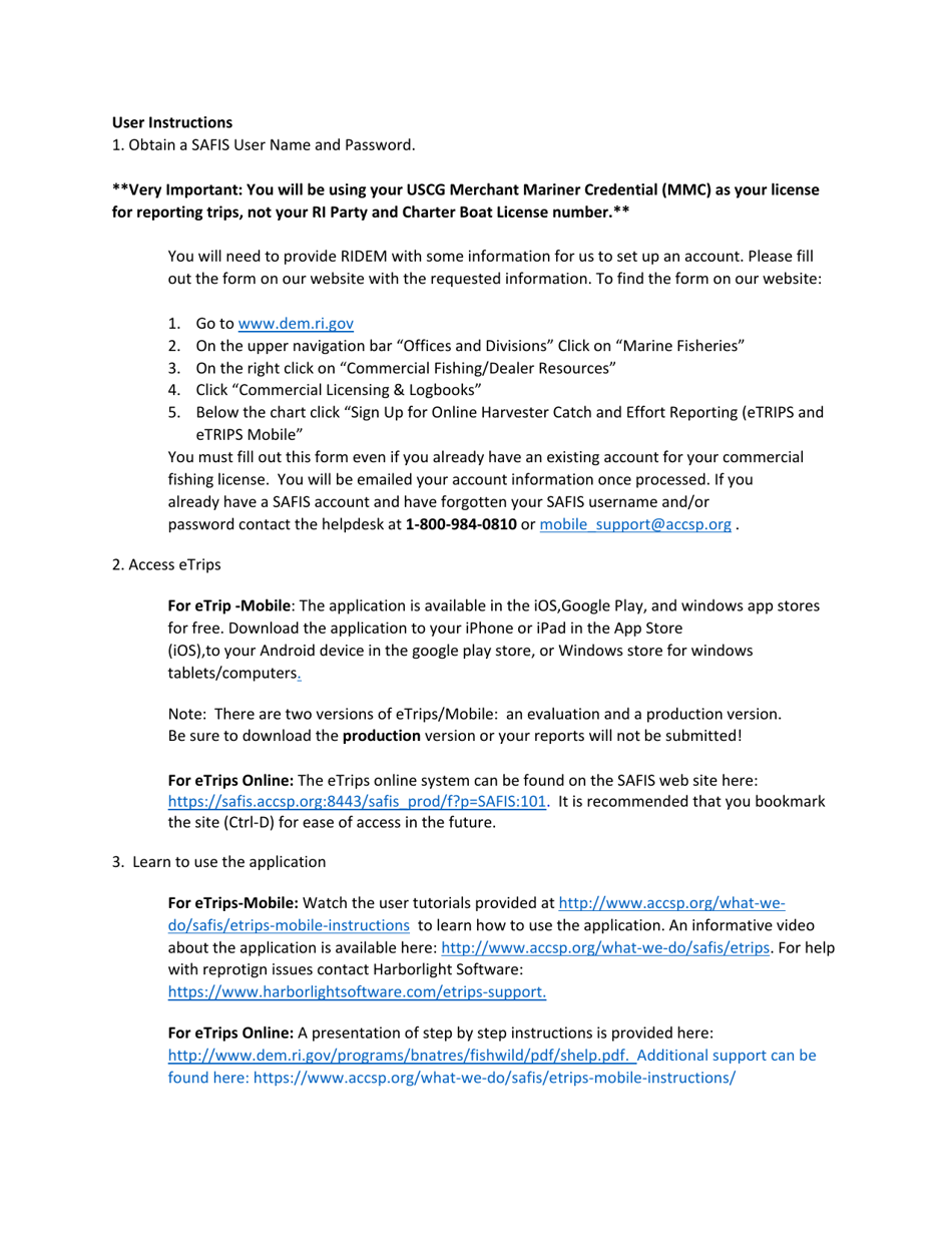 Ri Party  Charter Vessel License Applicaton - Rhode Island, Page 3