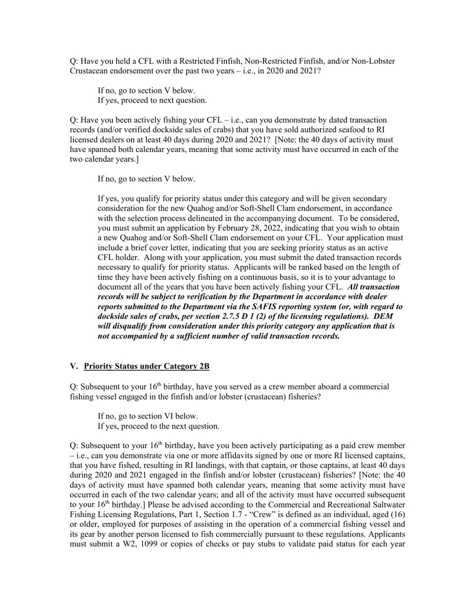 New License Opportunities, Resident Marine License Application - Rhode Island, Page 11