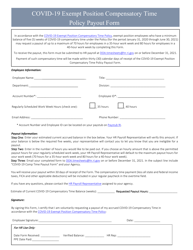 Document preview: Covid-19 Exempt Position Compensatory Time Policy Payout Form - Rhode Island