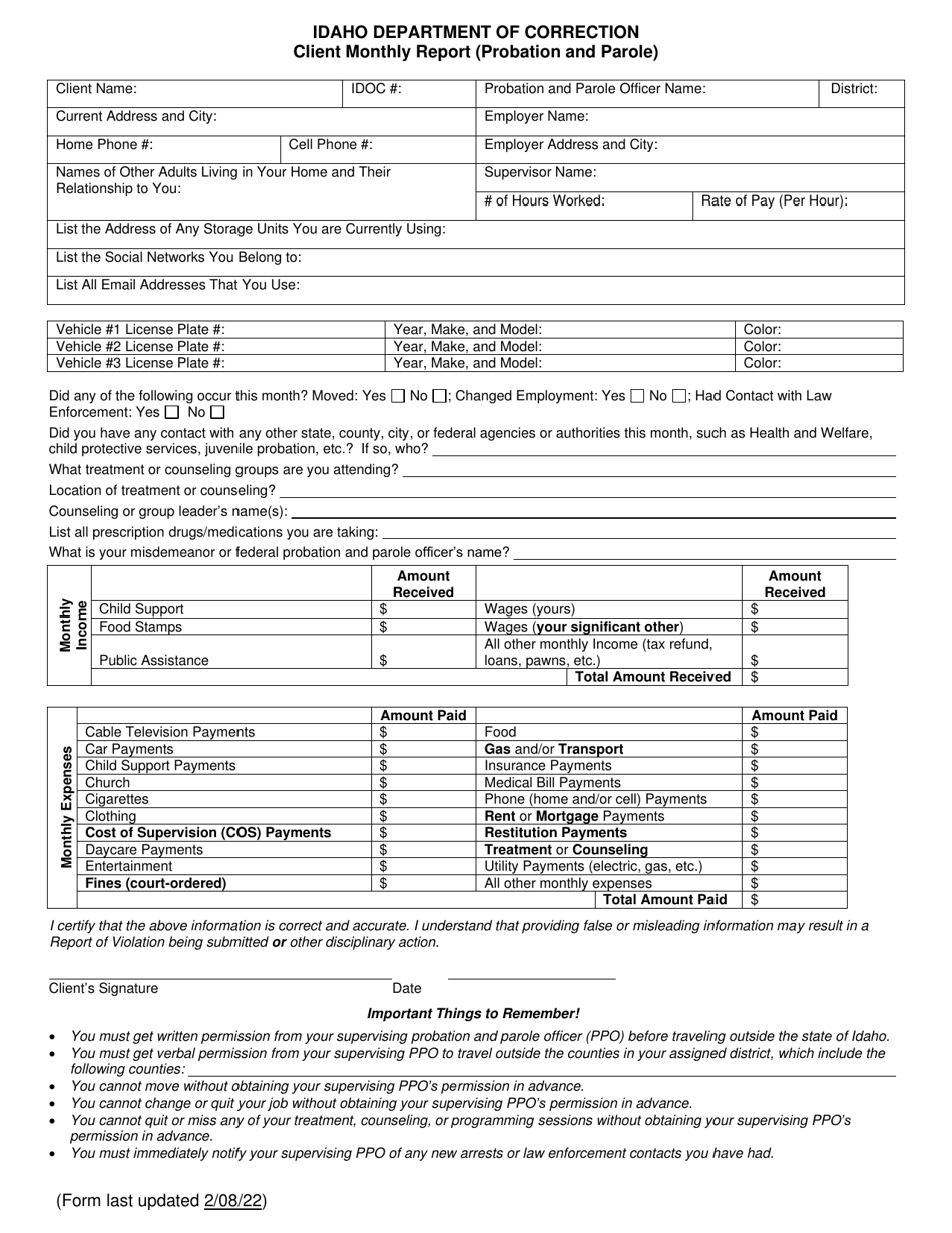 idaho-client-monthly-report-probation-and-parole-fill-out-sign-online-and-download-pdf