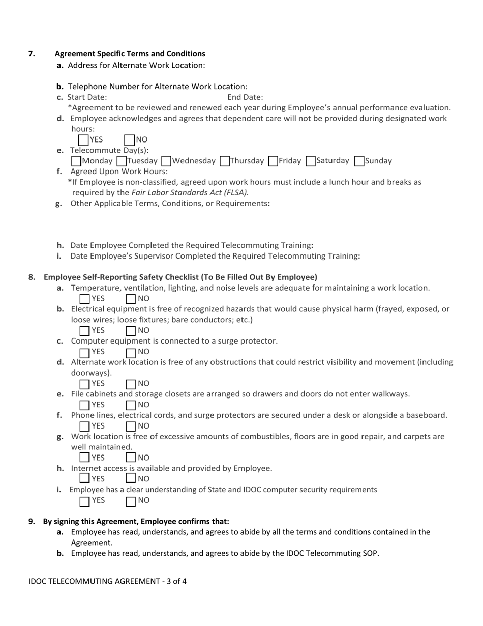 Idaho Idoc Telecommuting Agreement Fill Out Sign Online and Download Idaho Idoc Telecommuting Agreement Fill Out Sign Online and Download