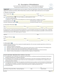 Document preview: Form S2 Certified Rehabilitation Application - Description of Rehabilitation - South Carolina