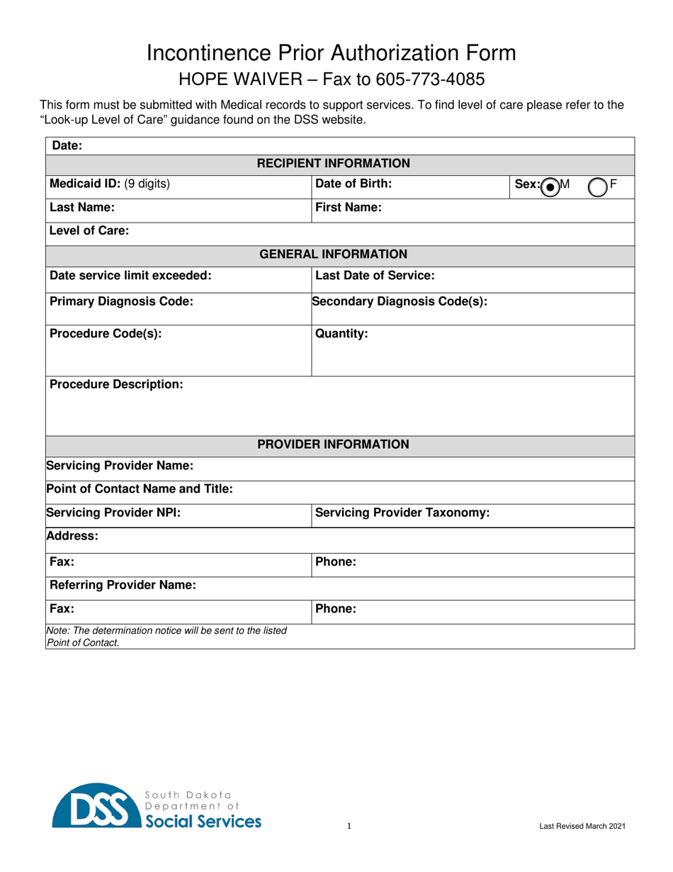 Form PA109 Download Fillable PDF or Fill Online Prior Authorization