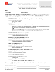 Document preview: Form PH-3944 Emergency Medical Technician Individual Folder Checklist - Tennessee