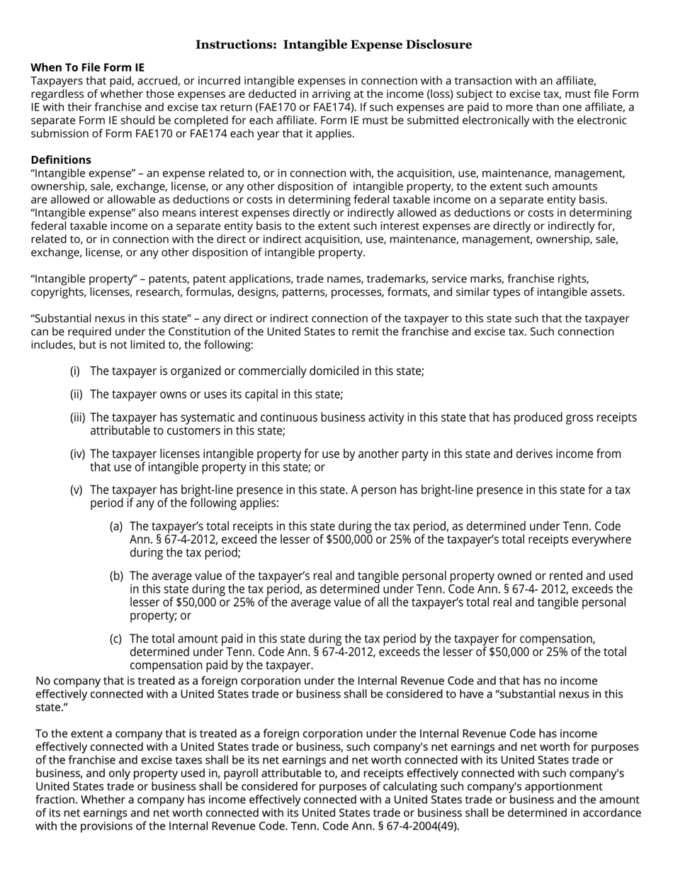 Form IE (RV-F1406701) Intangible Expense Disclosure - Tennessee, Page 2