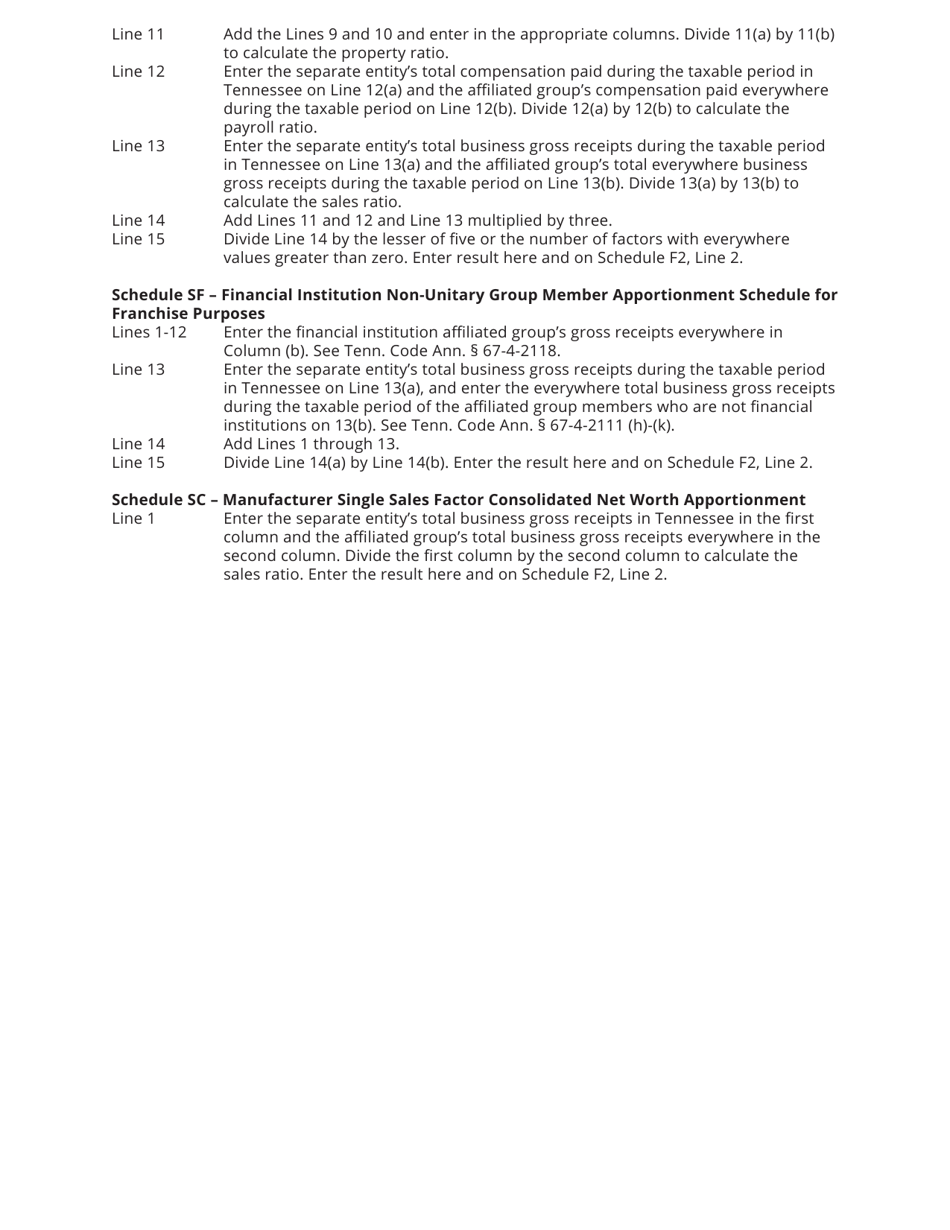 Form RV-F1404801 Schedule 170NC, 170SC, 170SF Apportionment Schedules for Taxpayers Electing to Report Net Worth on a Consolidated Basis - Tennessee, Page 3
