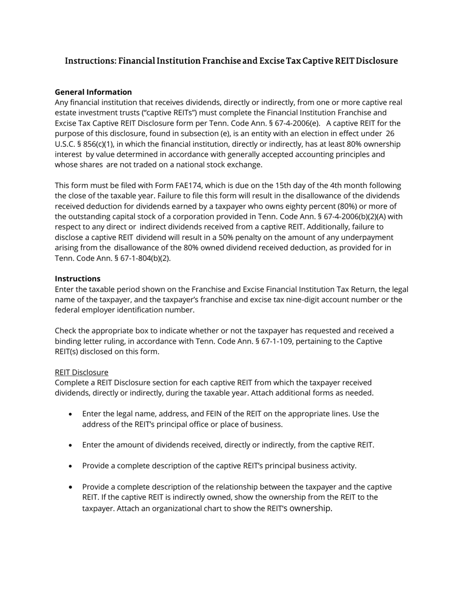 Form RV-F1320201 Financial Institution Franchise and Excise Tax Captive Reit Disclosure - Tennessee, Page 2