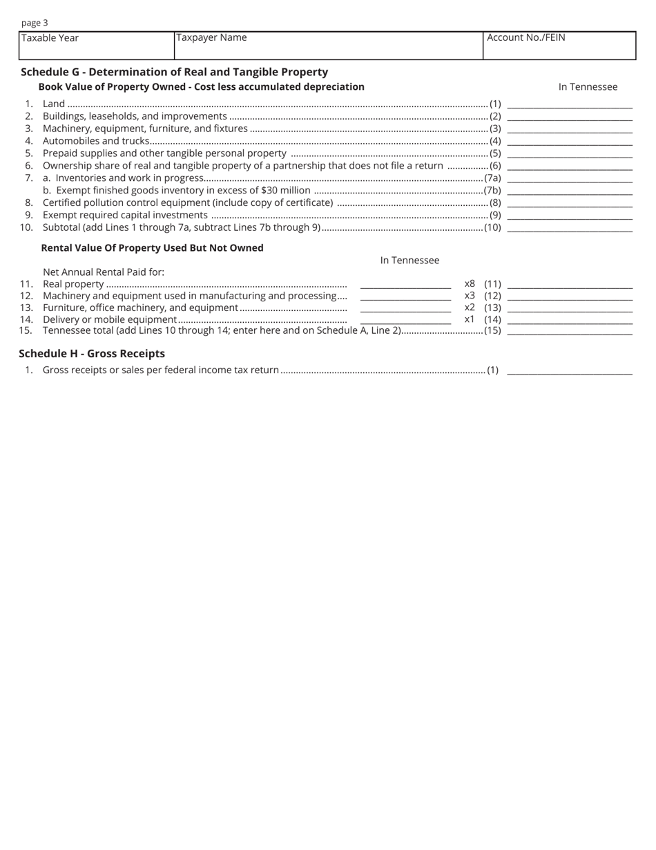 Form FAE174 (RV-R0012001) Franchise and Excise Financial Institution and Captive Real Estate Investment Trust Tax Return - Tennessee, Page 3
