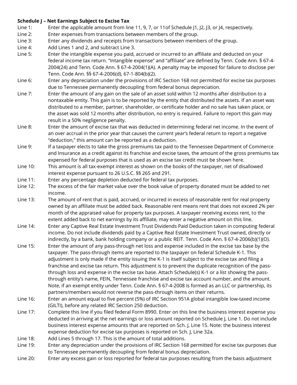 Instructions for Form FAE174, RV-R0012001 Franchise and Excise Financial Institution and Captive Real Estate Investment Trust Tax Return - Tennessee, Page 9