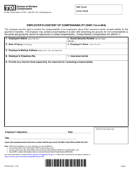 Document preview: Form DWC004 Employer's Contest of Compensability - Texas