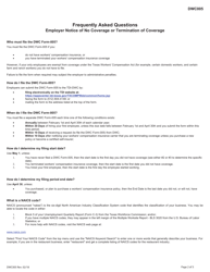 Form DWC005 Employer Notice of No Coverage or Termination of Coverage - Texas, Page 2