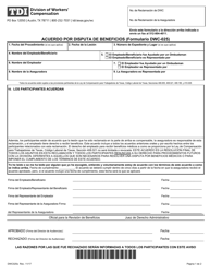 Document preview: Formulario DWC025S Acuerdo Por Disputa De Beneficios - Texas (Spanish)