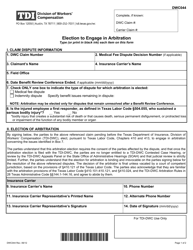 Form DWC044 Election to Engage in Arbitration - Texas