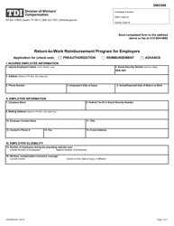 Form DWC008 Return-To-Work Reimbursement Program for Employers - Texas