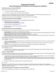 Formulario DWC005S Aviso Del Empleador De No Cobertura O De Cancelacion De La Cobertura - Texas (Spanish), Page 2