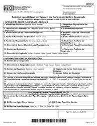 Document preview: Formulario DWC032S Solicitud Para Obtener Un Examen Por Parte De Un Medico Designado - Texas (Spanish)