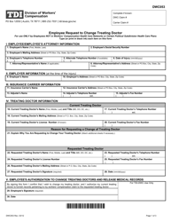 Document preview: Form DWC053 Employee Request to Change Treating Doctor - Texas