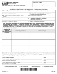 Formulario DWC024S Acuerdo Para Disputa De Beneficios - Texas (Spanish)