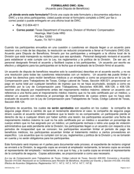 Formulario DWC024S Acuerdo Para Disputa De Beneficios - Texas (Spanish), Page 2