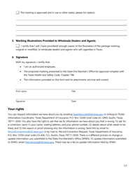 Form SF251 Application for Fire Standard Compliant Cigarette Marking Approval (Of Modification of Marking Approval) - Texas, Page 2