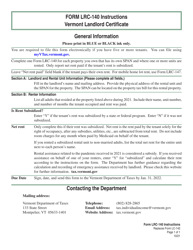 Document preview: Instructions for VT Form LRC-140 Vermont Landlord Certificate - Vermont