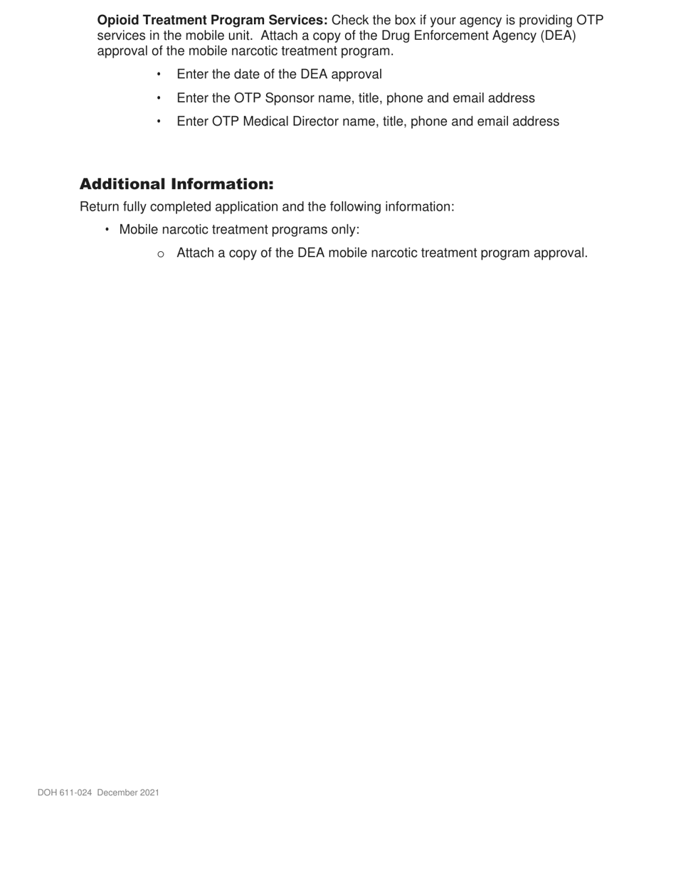 DOH Form 611-025 Behavioral Health Agency Mobile Unit Notification - Washington, Page 4