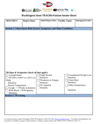 DOH Form 343-135 Washington State Tb Echo Patient Intake Sheet - Washington, Page 2
