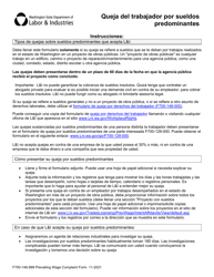 Document preview: Formulario F700-146-999 Queja Del Trabajador Por Sueldos Predominantes - Washington (Spanish)