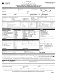 DOH Form 347-102 Confidential Sexually Transmitted Disease Case Report - Pacific County, Washington